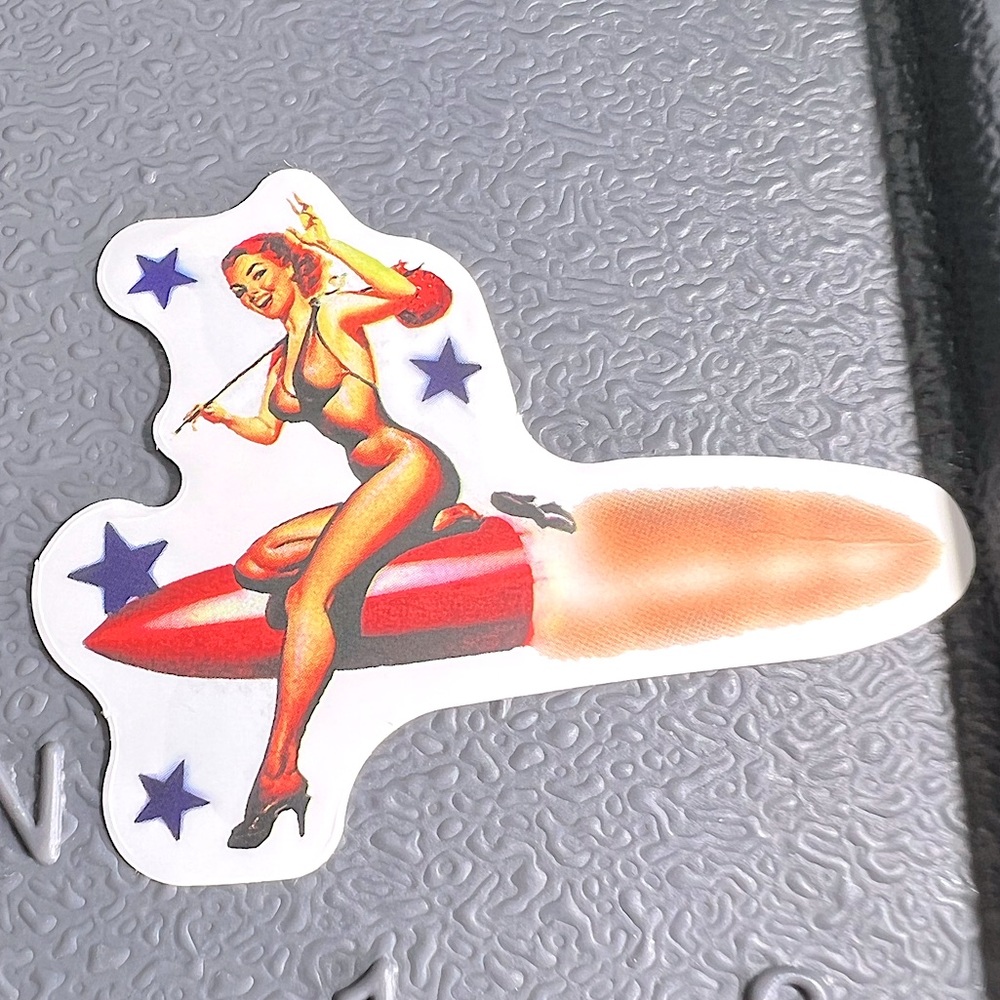 I’M OUT Sexy Pinup Gorgeous Sticker Retro Vintage BomberGirl Ace Pilot